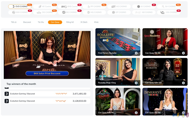 Thông tin sơ lược về chơi Roulette BK8